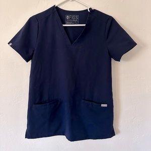 Figs Scrub Top Womens Technical Collection Medical Tech Navy Blue XS X-Small
